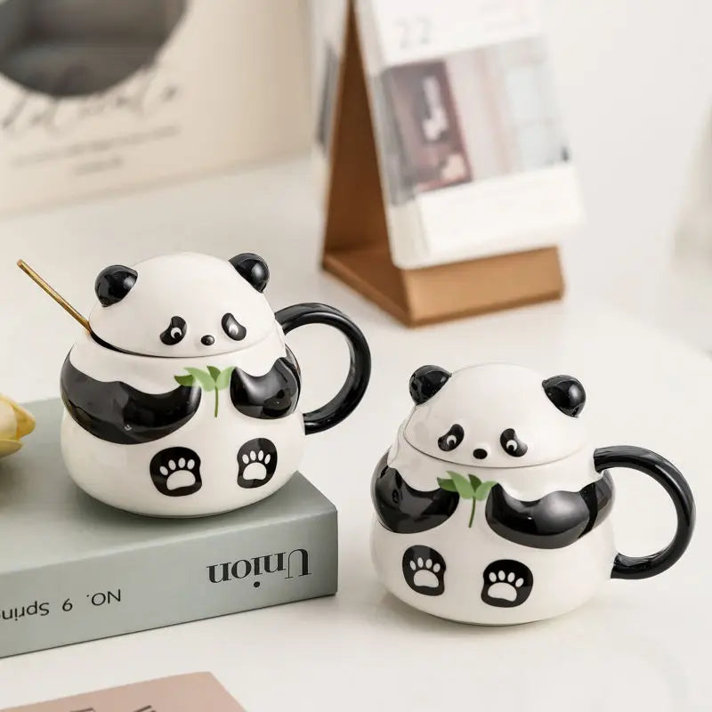 Keramiktasse Weihnachtsgeschenk Original Panda Tasse mit Deckel Kaffee Tee Tassen Kaffee