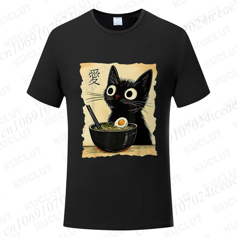 Kawaii Cat Ramen Japanese Anime T-Shirt