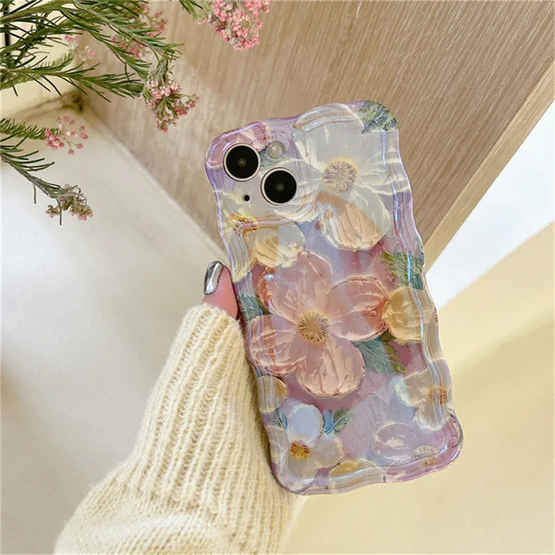 Laser Summer Fresh Oil Painting Flower Phone Case