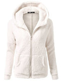 Hoodie Zip-up Women Casual  Zipper Coat Solid Soft