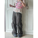 Women Autumn Brown Baggy Jeans Vintage Cowboy Pants