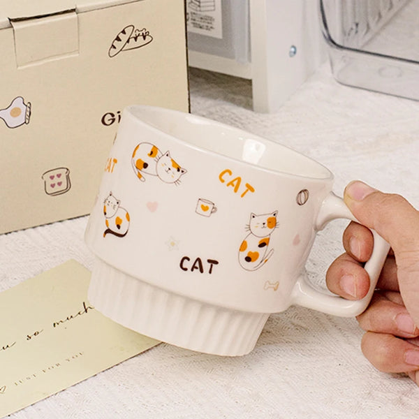 Ceramic coffee cup chocolate milk cup tea cup mug cute cat design