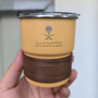 Stainless Steel Cup Beer Mug with Lid wood 300ml