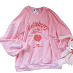 Damen Sweatshirts Harajuku Erdbeerrosa Koreanischer Stil