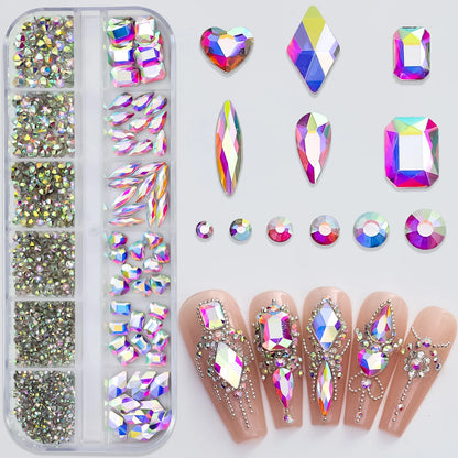 Pink Mixed Nail Rhinestone