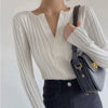 V Neck Base Layer Sweater Women Long Sleeve Slim Knit Fall Winter