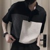 Ice Silk Men Short Sleeve Polo T Shirts Striped Spliced Fashion