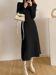 Slim Long Sleeve Midi Dress Elegant Knit