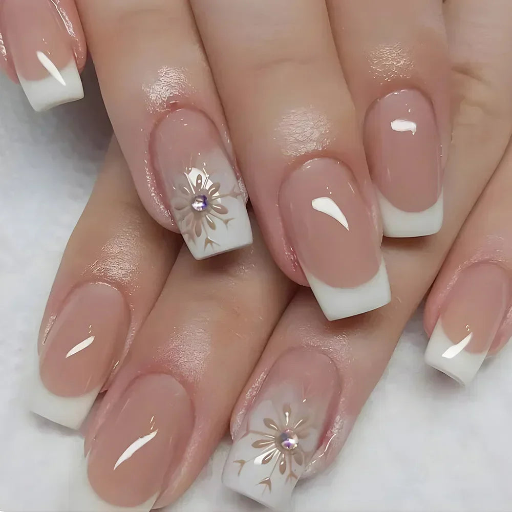 Floral French Tip Nails