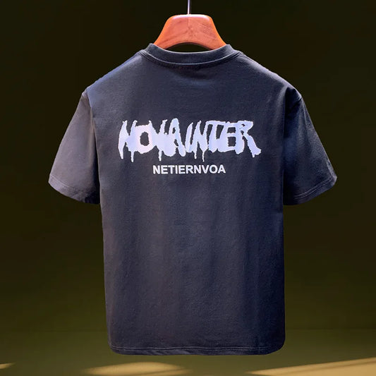 Men's Summer Ice Silk T-Shirt Thin Breathable Trendy Printed Top