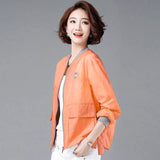 Jacket Women Daisy Embroidery Thin Casual Outerwear