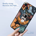 Cartoon Astronaut Square Silicone Case For iPhone Bumper Back Cover