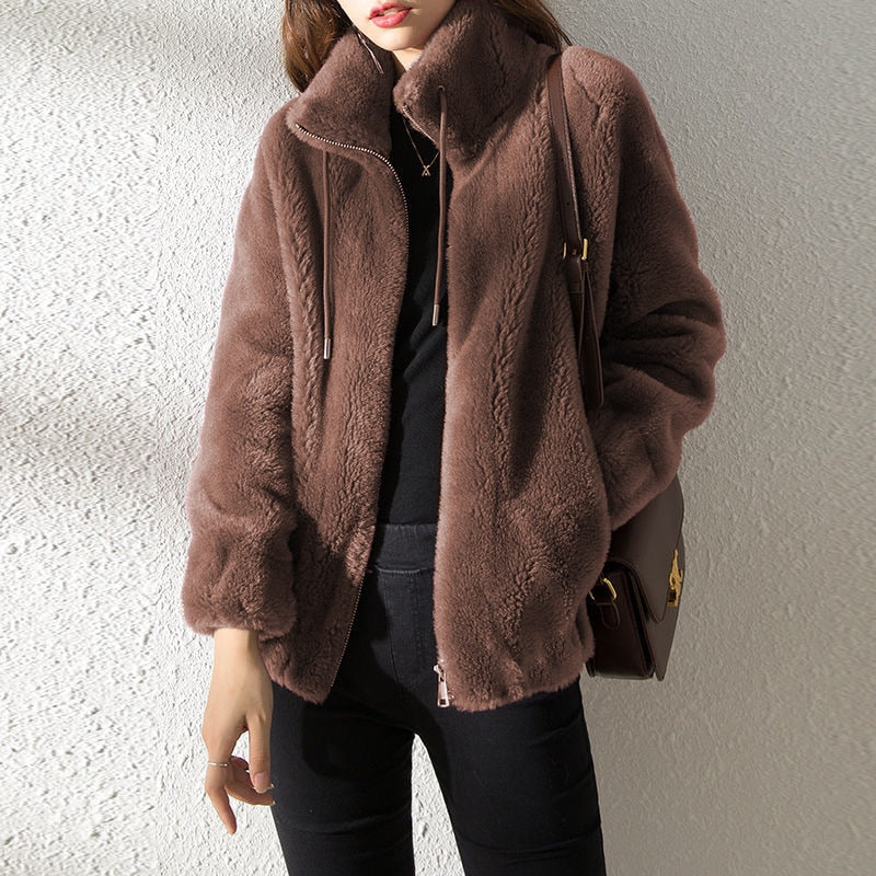 Women Jacket Thickened Coat  Collar Fashion Double-sided