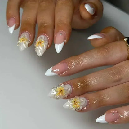Summer Floral Short Fake Nail Tips