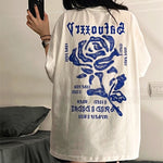 Y2K Retro Rose Brief Druck Übergroßen T-Shirt Frauen Harajuku Goth