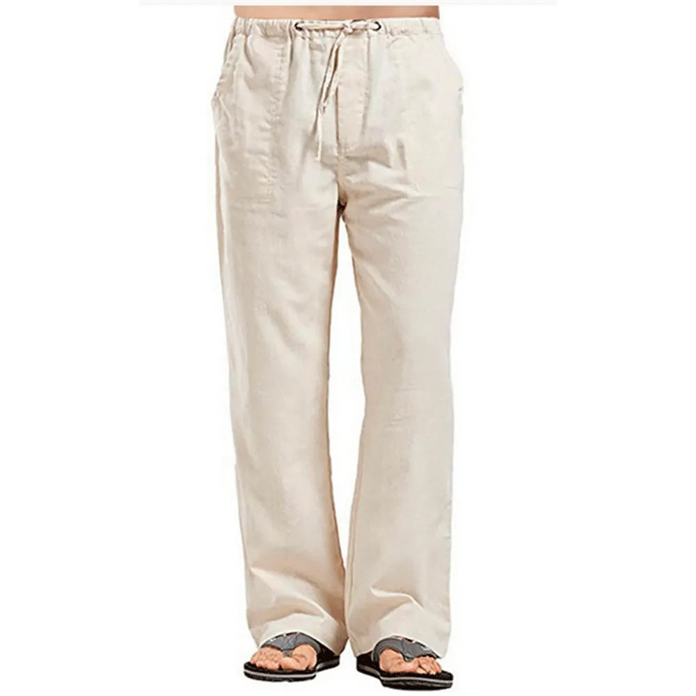 Casual Spring and Summer Men's Trousers with Drawstring Waist