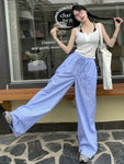 Blue Striped Wide Legs High-Waist Pants