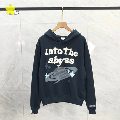 Casual Fashion Foam Print Hoodie Men High-Quality Cotton Hooded Pullover