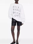 Graffiti Letter Sweatshirt Spring 2024 Casual Loose Pullover for Women