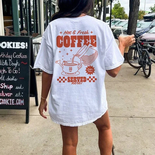 Coffee Lover Cartoon Women’s Cute Retro Graphic T-Shirt