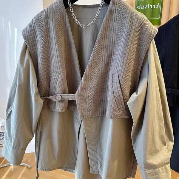 Womens Knit Two Piece Set V Neck Button Shirt Oversized Plus Size