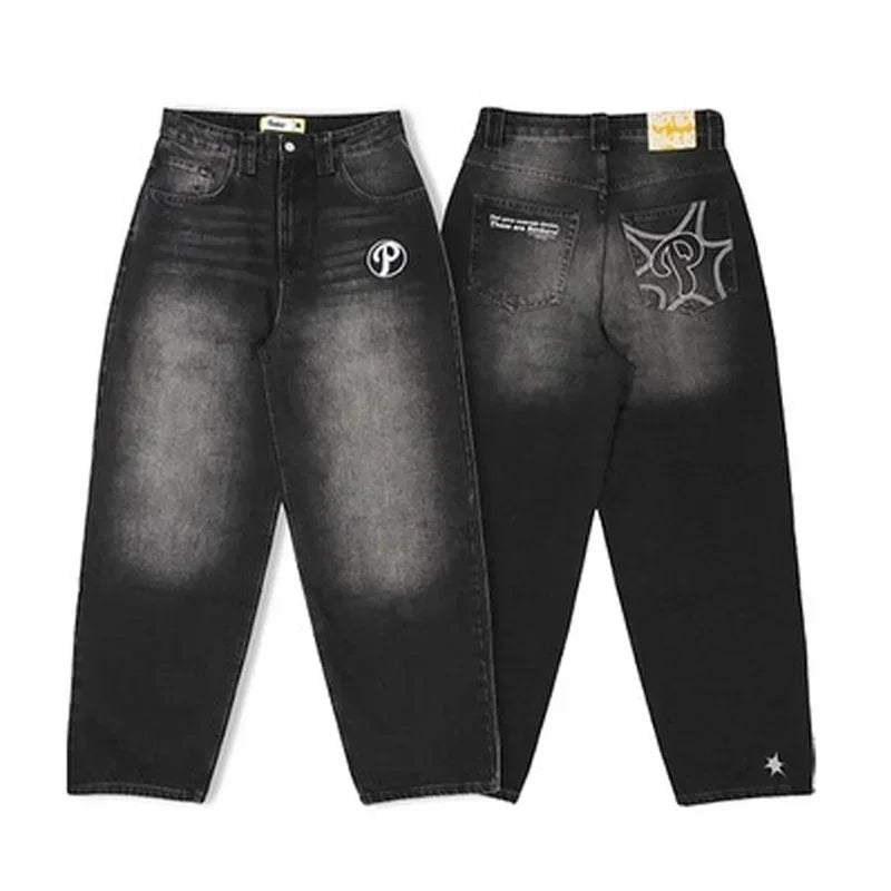 Gothic Harajuku Y2K Baggy Jeans for Men Streetwear Trousers