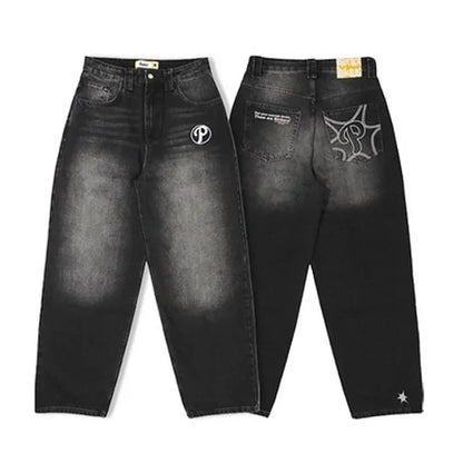 Gothic Harajuku Y2K Baggy Jeans for Men Streetwear Trousers