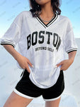 2024 Summer White Jersey Y2K Loose Oversized Tops