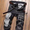 Men Vintage Cargo Biker Jeans Stretch Moto Denim Pants