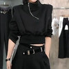 Womens Asymmetric Zip Hoodie Oversized Crop Streetwear Pullover Top