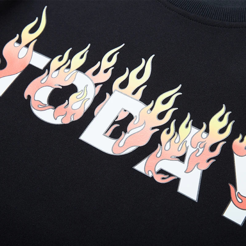 Big & Tall Flame Letter Hoodie 3XL-12XL Men’s Streetwear 2024