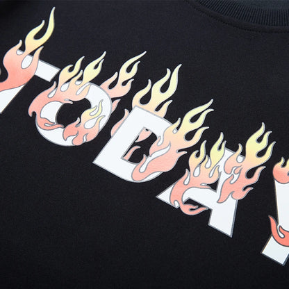 Big & Tall Flame Letter Hoodie 3XL-12XL Men’s Streetwear 2024