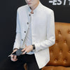 Mens Slim Fit Blazer Mandarin Collar Jacket Business Casual Suit
