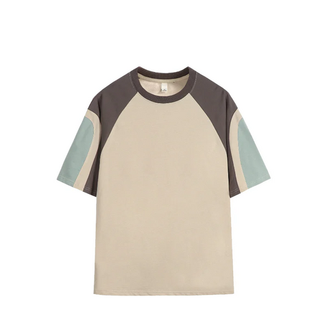 Summer Oversized Patchwork Tee Unisex American Short-Sleeve Top