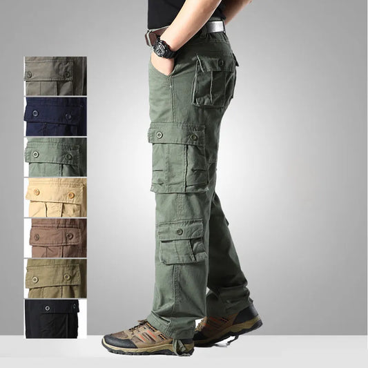 Mens Cargo Pants Safari Style Multi Pockets Military Tactical Outdoor