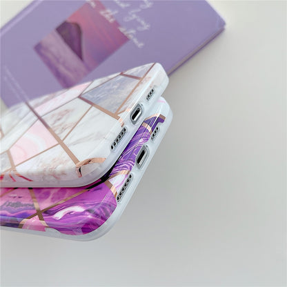 Electroplated Marble Phone Case For iPhone  Soft Silicon Back Cover Bumper