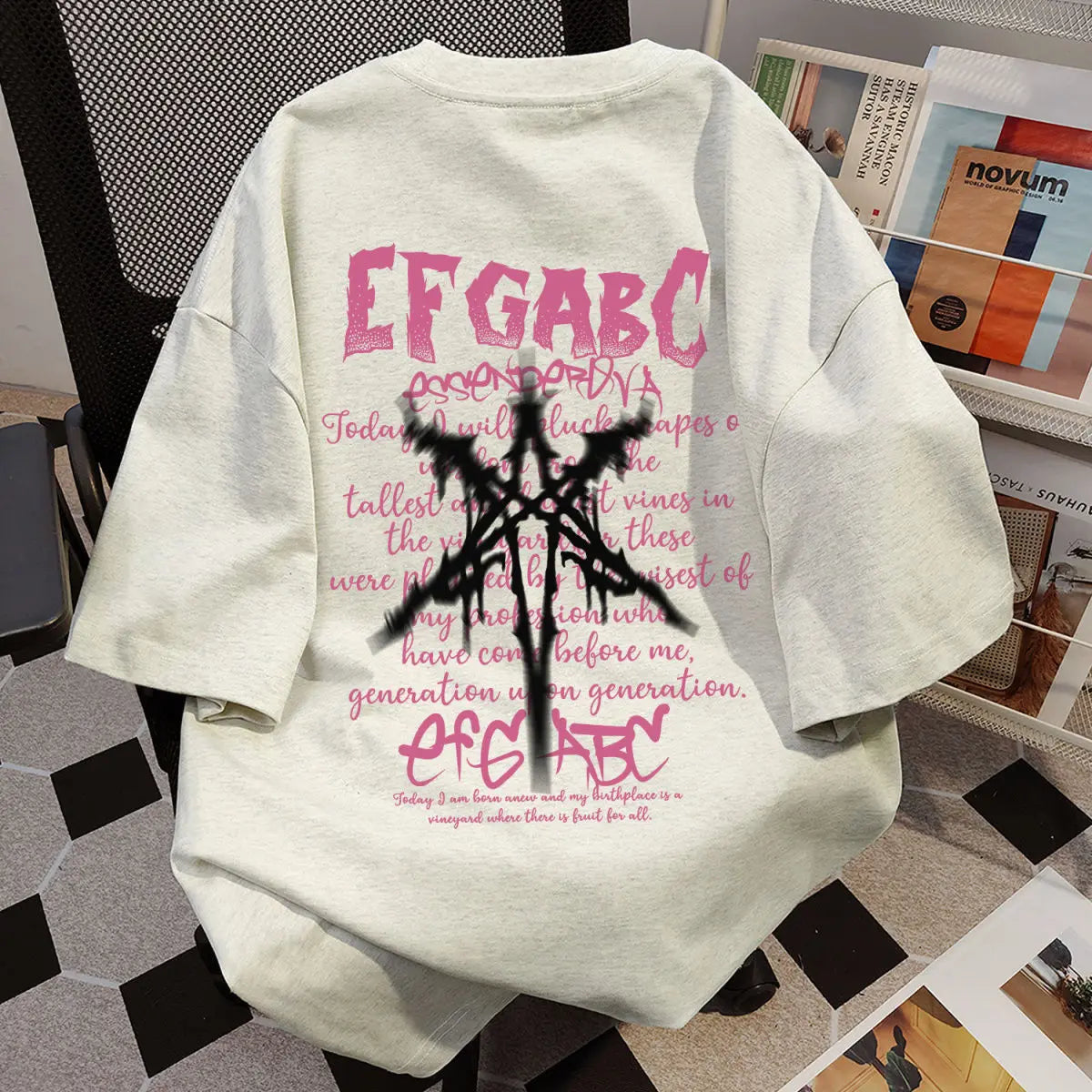 Abstract Text Graphic Men T-Shirt Oversized Streetwear Casual