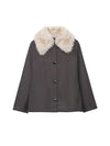 Womens Fur Collar Jacket Button Front Long Sleeve Winter Coat Street