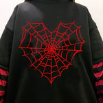 Sweet Goth Harajuku Spider Hoodies Japanese Punk Streetwear for Women