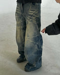 Taillen-Baggy-Jeans, Y2k-Jeans, Punk-Hip-Hop-Jeans, zerrissene Jeans, Rock, weites Bein, Slouchy, Streetwear 