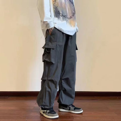 Cargo Pants Men Streetwear Hip Hop Black Harajuku Elastic Waist Harem Ankle length