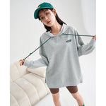 Women Hoodies Streetwear Loose Letter Print Split Hem Casual Chic Pullover