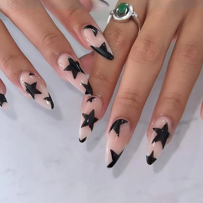 Cute Black Star with headphone 3D Press on Nails