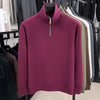 Men's Velvet Hoodie Long Sleeve High Collar Zipper T-