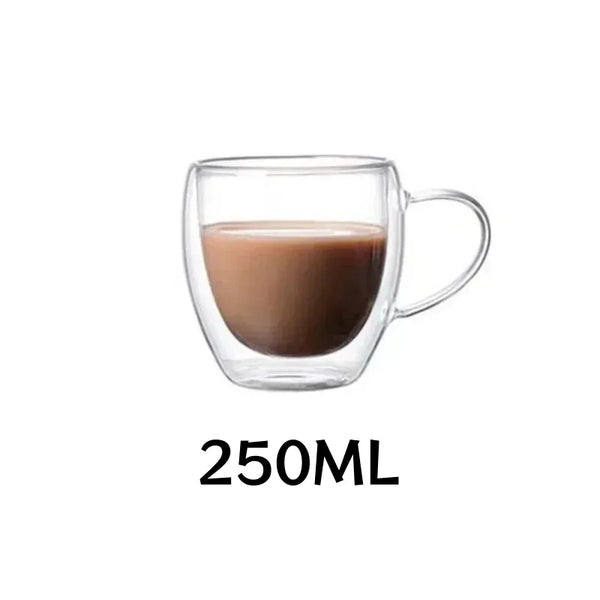 1/2/4Pcs 150/250ml Transparent Glass Coffee Cup with Handle