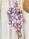 Einteiliger Badeanzug mit Blumenmuster, asymmetrischem Ausschnitt und Cut-outs
