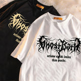 Harajuku Loose Oversize T Shirt Punk Letter Gothic Print Short Sleeve