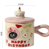 Birthday Gift Cake Cup Girl Cute Cat Holiday Gift Mugs Coffee Cups