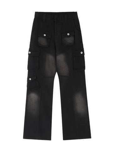 High Street Y2K Vintage Black Cargo Pants Retro Hip Hop Wide Jeans