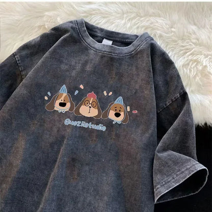 Men's Cartoon Print Summer T-Shirt Breathable Trendy Graphic